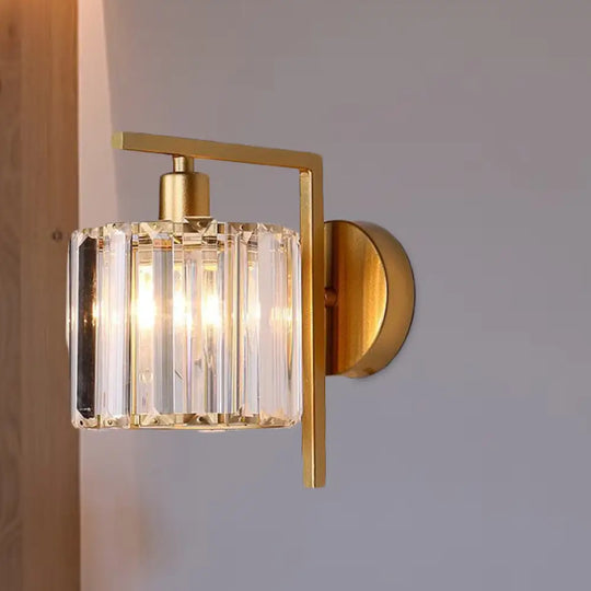 Gold Crystal Wall Sconce With Modern Column Design - Perfect For Bedroom Lighting