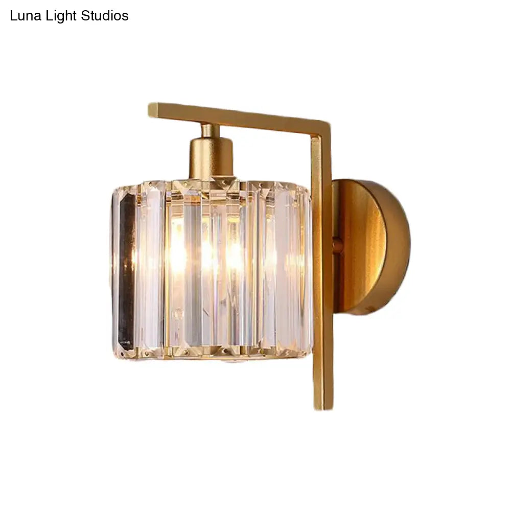 Gold Crystal Wall Sconce With Modern Column Design - Perfect For Bedroom Lighting