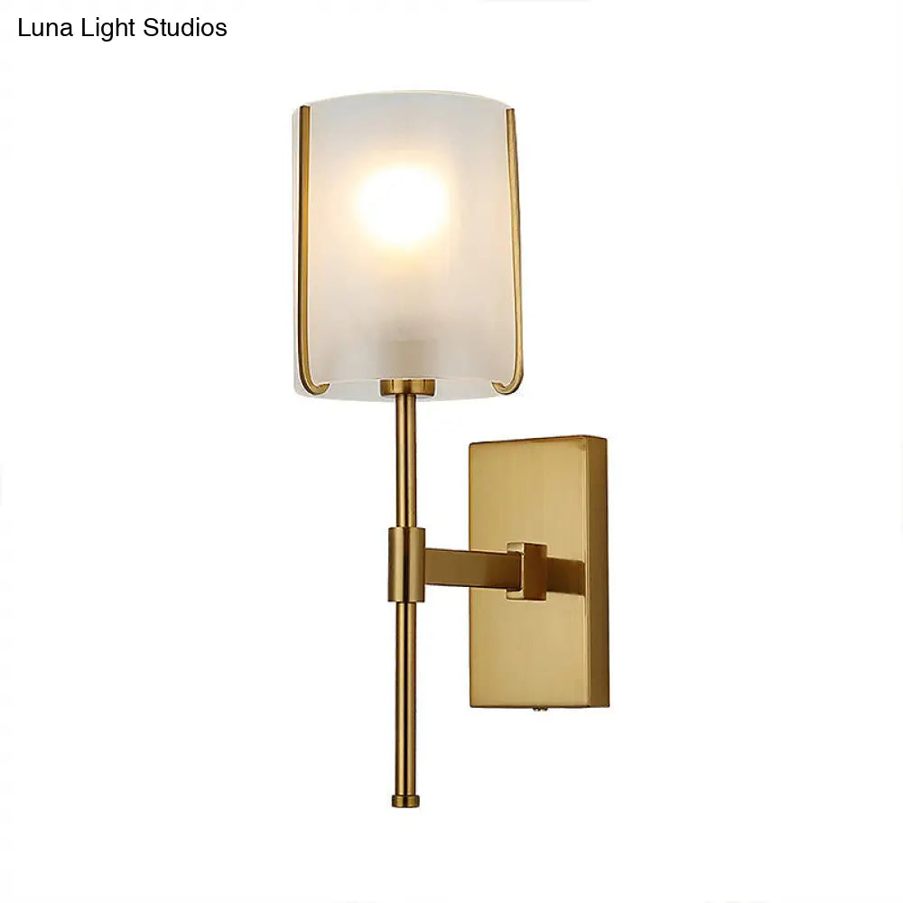 Gold Cylinder Shade Sconce: Simple Wall Mounted Light For Living Room