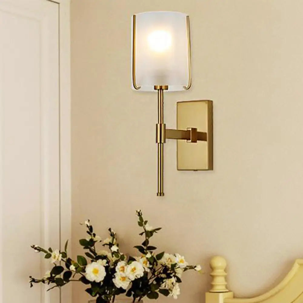 Gold Cylinder Shade Sconce: Simple Wall Mounted Light For Living Room