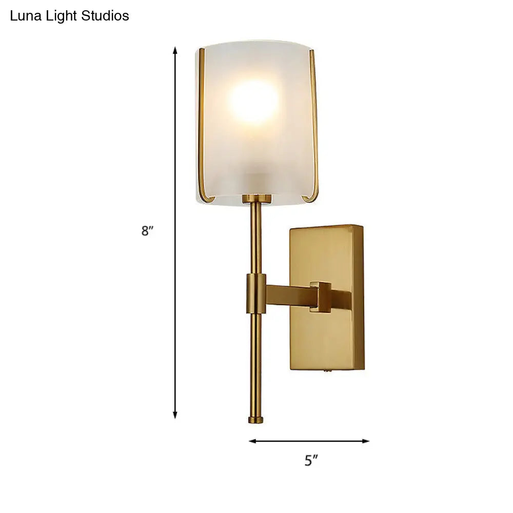 Gold Cylinder Shade Sconce: Simple Wall Mounted Light For Living Room