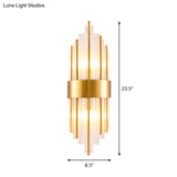 Gold Cylinder/Tapered Wall Sconce: Prismatic Crystal Flush Mount Light For Living Room (2-Light)