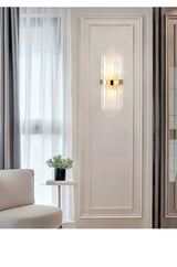 Gold Cylinder/Tapered Wall Sconce: Prismatic Crystal Flush Mount Light For Living Room (2-Light) / B