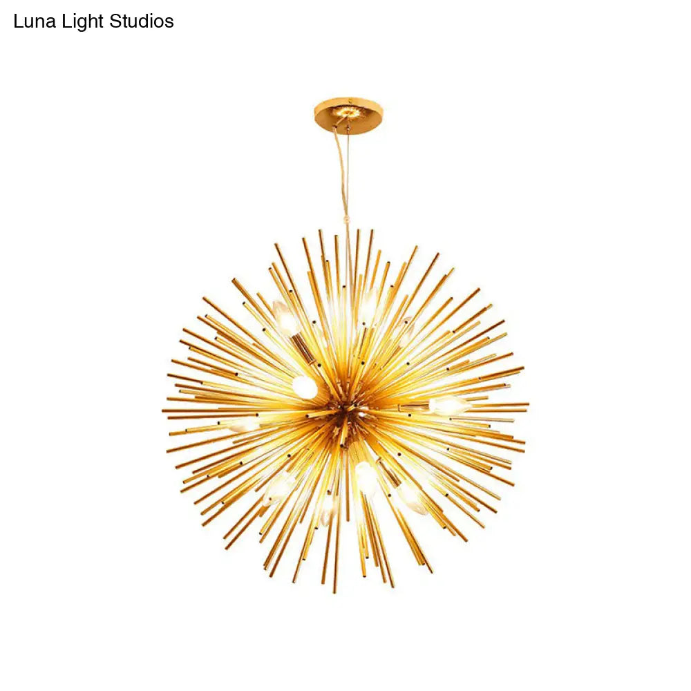 Gold Dandelion Pendant: Modern Metal Chandelier For Living Room