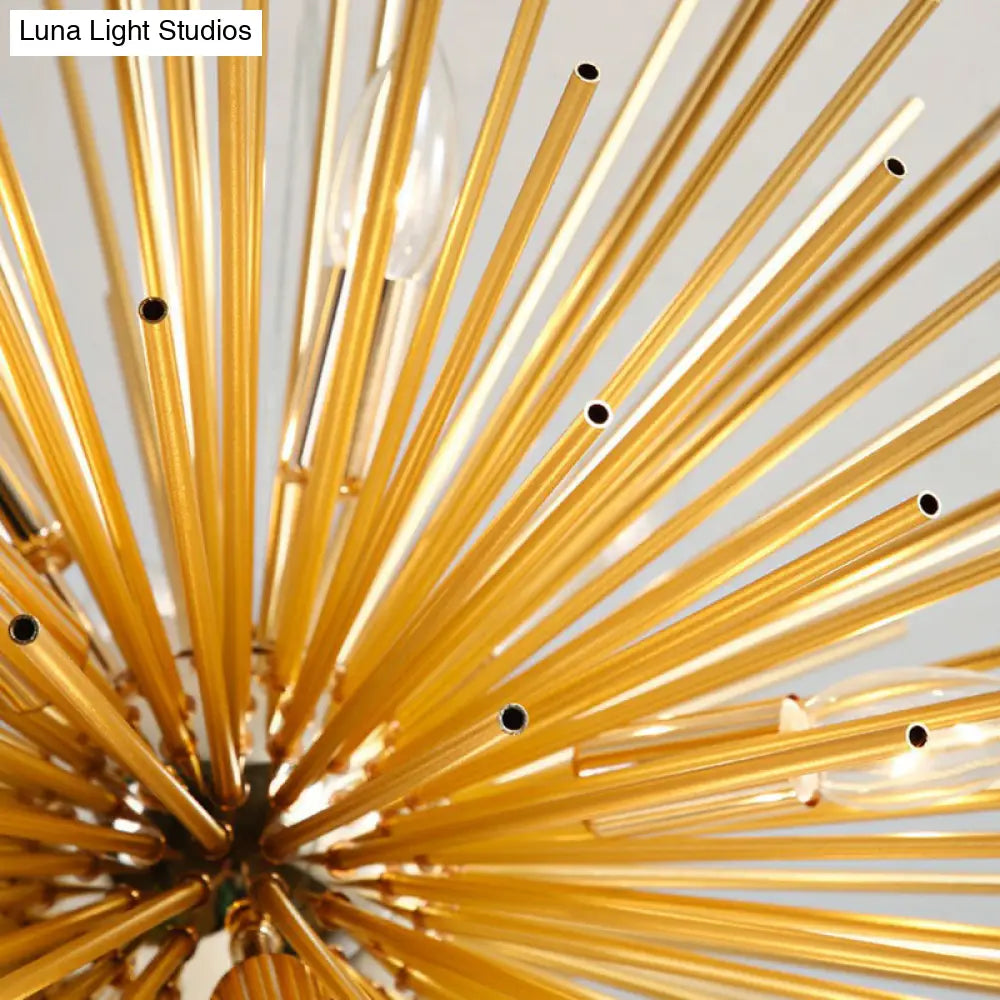 Gold Dandelion Pendant: Modern Metal Chandelier For Living Room