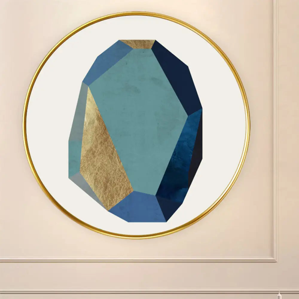 Gold Diamond Circle Led Wall Lamp With Minimalist Fabric Mural Design