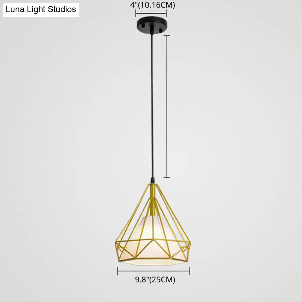 Gold Diamond Iron Pendant Cluster Light - Post-Modern Restaurant Hanging Lamp