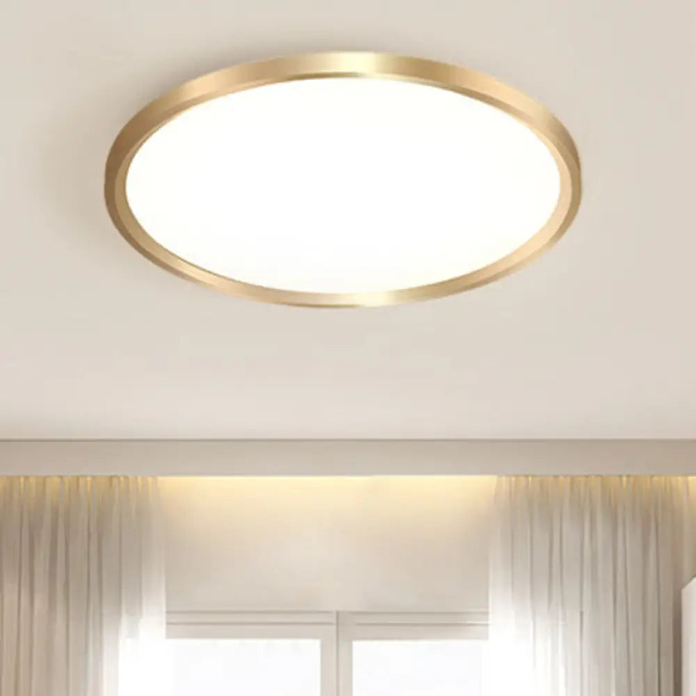 Gold Disk Flush Mount Led Ceiling Light In Warm/White 12’/16’/19.5’ Wide / 12’ White