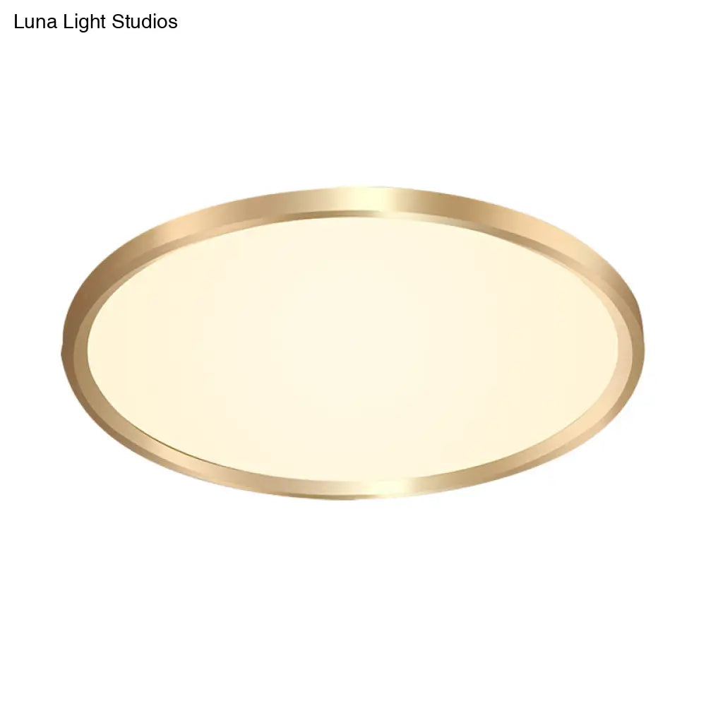 Gold Disk Flush Mount Led Ceiling Light In Warm/White 12’/16’/19.5’ Wide