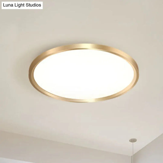 Gold Disk Flush Mount Led Ceiling Light In Warm/White 12/16/19.5 Wide