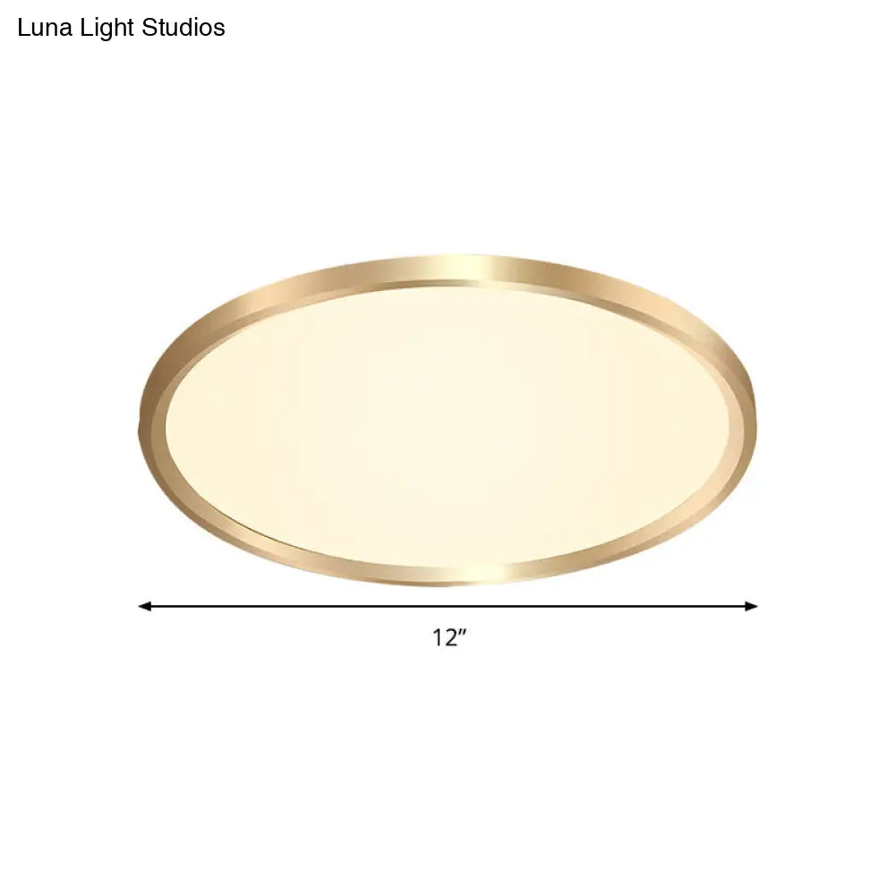 Gold Disk Flush Mount Led Ceiling Light In Warm/White 12’/16’/19.5’ Wide