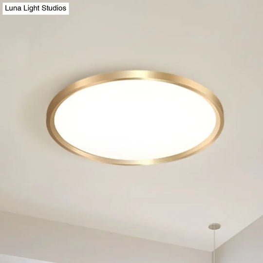 Gold Disk Flush Mount Led Ceiling Light In Warm/White 12’/16’/19.5’ Wide