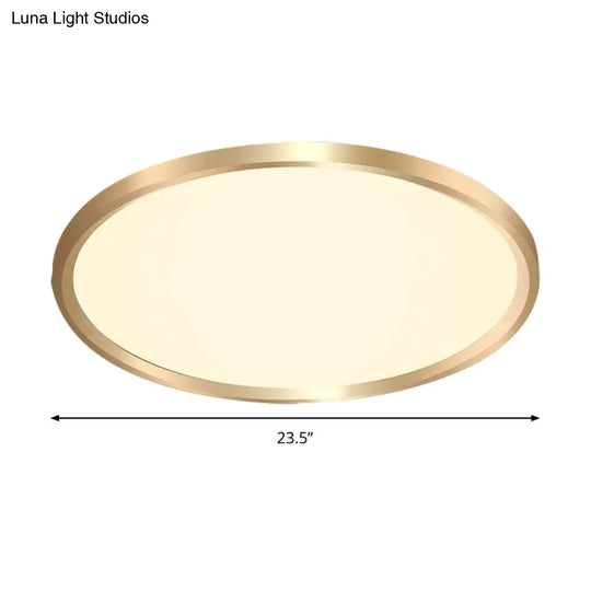 Gold Disk Flush Mount Led Ceiling Light In Warm/White 12’/16’/19.5’ Wide