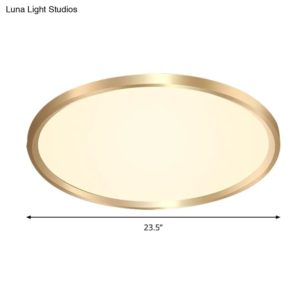 Gold Disk Flush Mount Led Ceiling Light In Warm/White 12/16/19.5 Wide