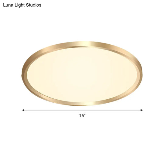 Gold Disk Flush Mount Led Ceiling Light In Warm/White 12/16/19.5 Wide