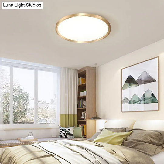 Gold Disk Flush Mount Led Ceiling Light In Warm/White 12/16/19.5 Wide