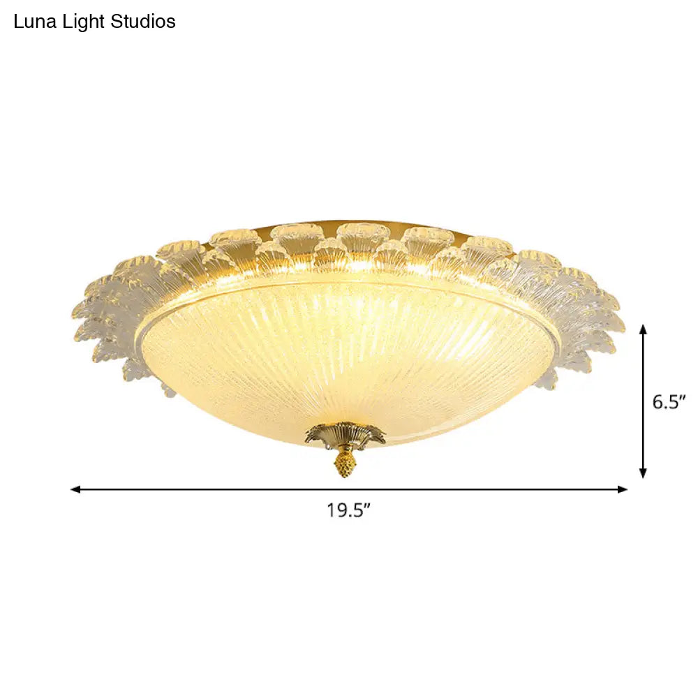Gold Dome Led Ceiling Light With Crystal Shade - Simplicity Collection 16/19.5 Width