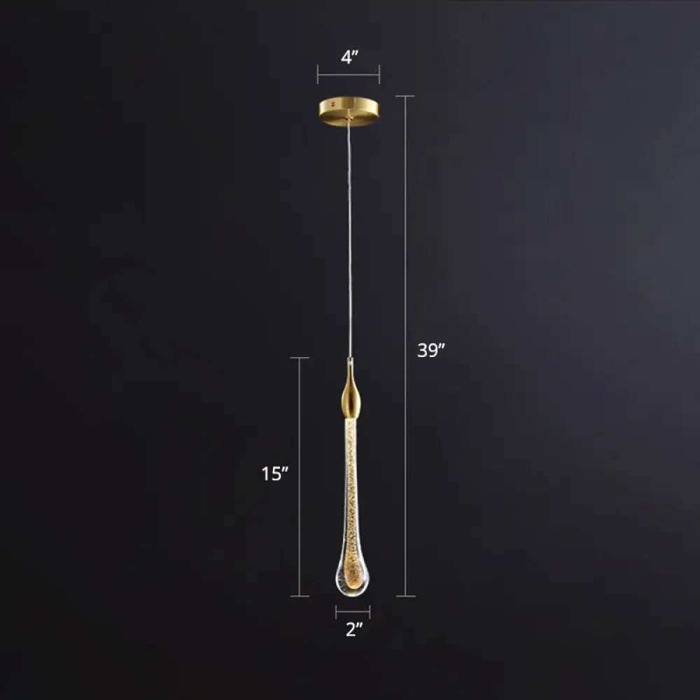 Gold Droplet Crystal Pendant Led Light For Stylish And Modern Living Rooms