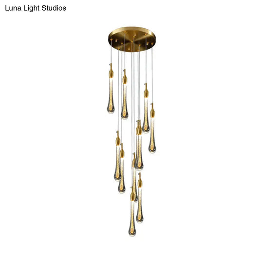 Gold Droplet Stairs Pendant Light Kit - Water Glass Modern Hanging Lamp 10 /