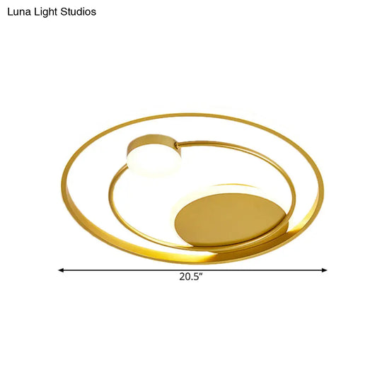 Gold Dual Ring Led Metallic Flush Mount Lighting 16.5’/20.5’ Wide - Simple & Elegant Ceiling Fixture