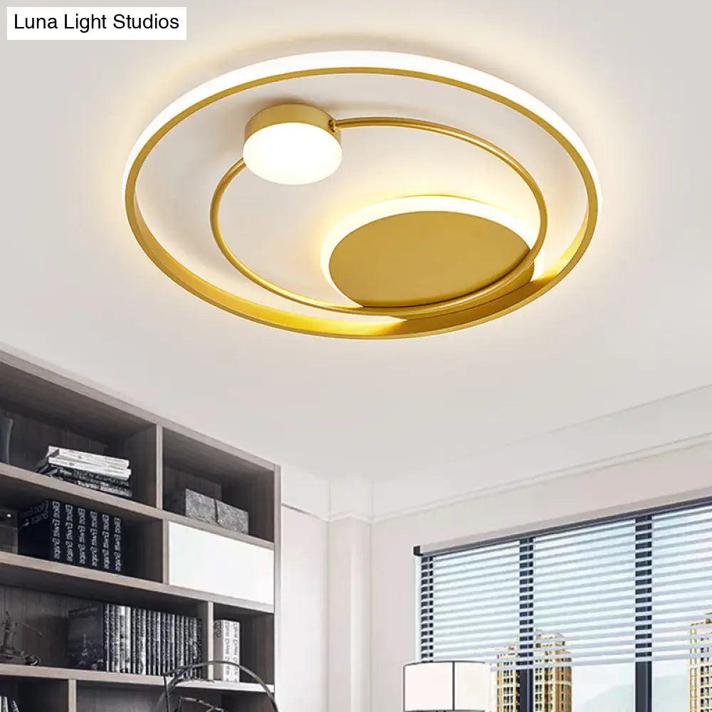 Gold Dual Ring Led Metallic Flush Mount Lighting 16.5/20.5 Wide - Simple & Elegant Ceiling Fixture /