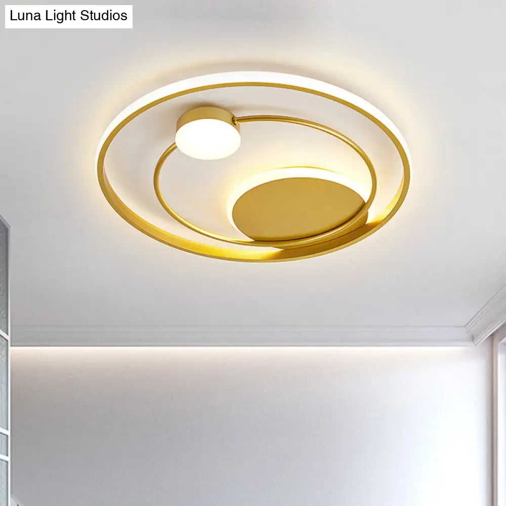 Gold Dual Ring Led Metallic Flush Mount Lighting 16.5/20.5 Wide - Simple & Elegant Ceiling Fixture