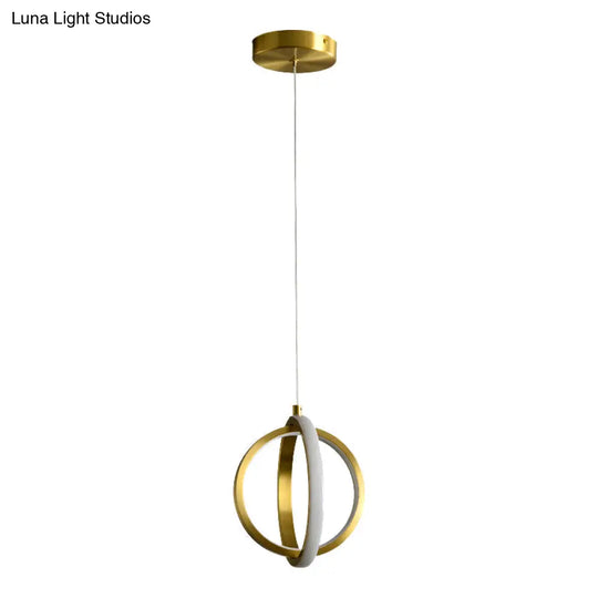 Gold Dual Ring Mini Pendant Light Kit Simplicity Led Metallic Down Lighting - Modern Elegance