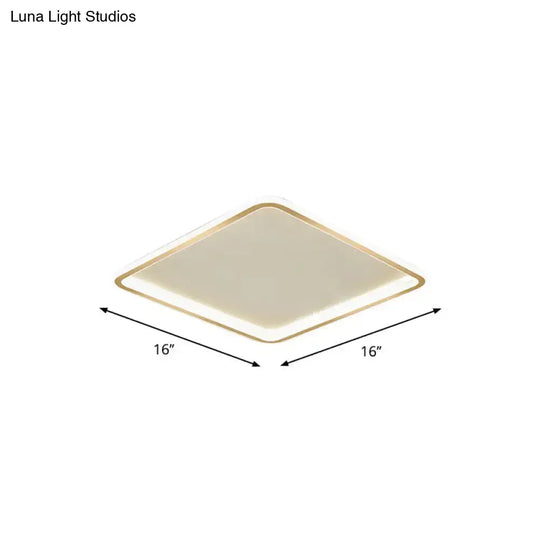 Gold Extra Thin Square Led Flush-Mount Ceiling Lamp In Warm/White Light Minimalistic Acrylic Design