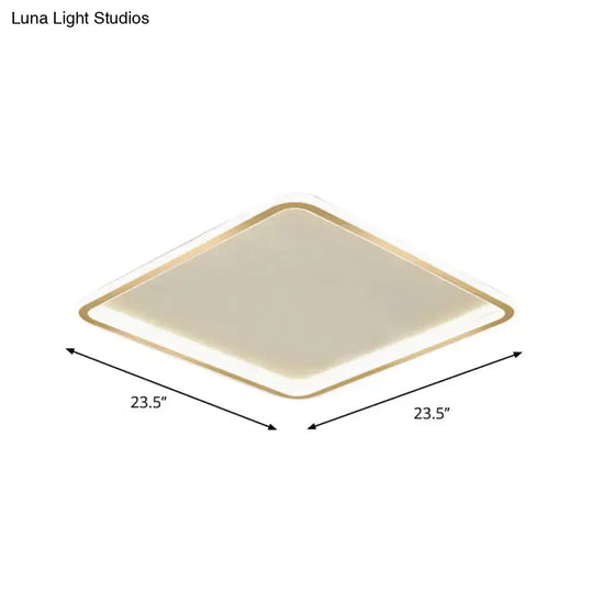 Gold Extra Thin Square Led Flush-Mount Ceiling Lamp In Warm/White Light Minimalistic Acrylic Design