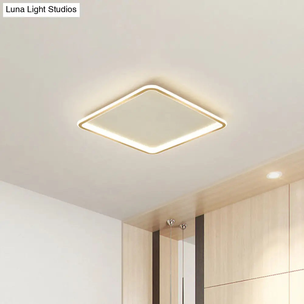 Gold Extra Thin Square Led Flush - Mount Ceiling Lamp In Warm/White Light Minimalistic Acrylic