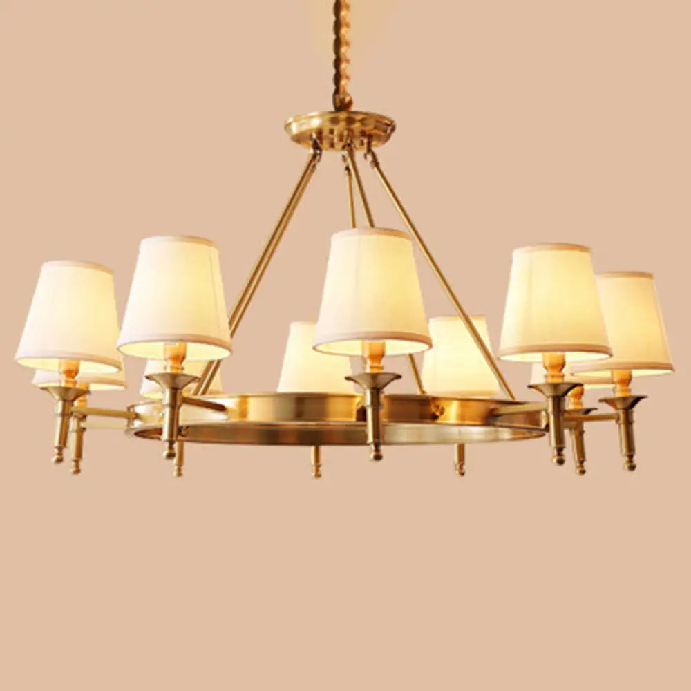 Gold Fabric Bedroom Chandelier - Minimalist Conic Ceiling Light Fixture 10 /