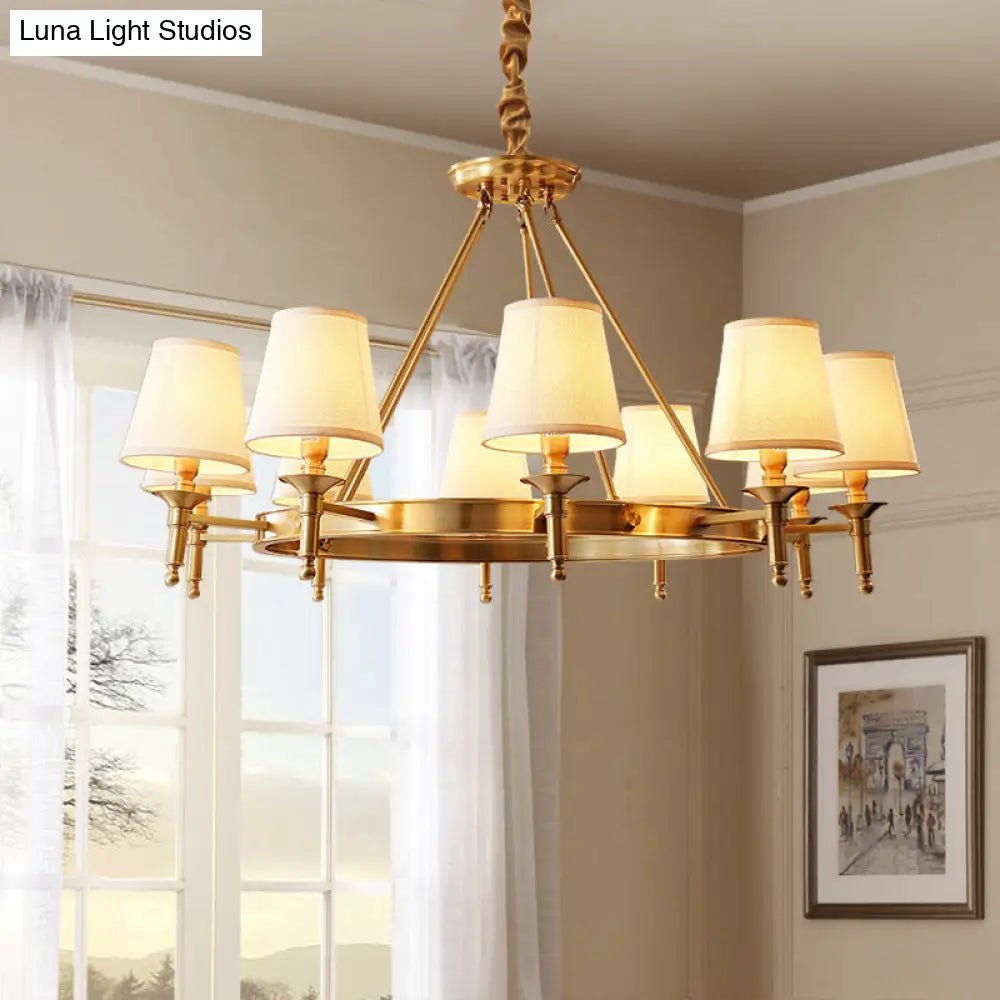 Gold Fabric Suspended Ceiling Chandelier: Minimalist Bedroom Lighting