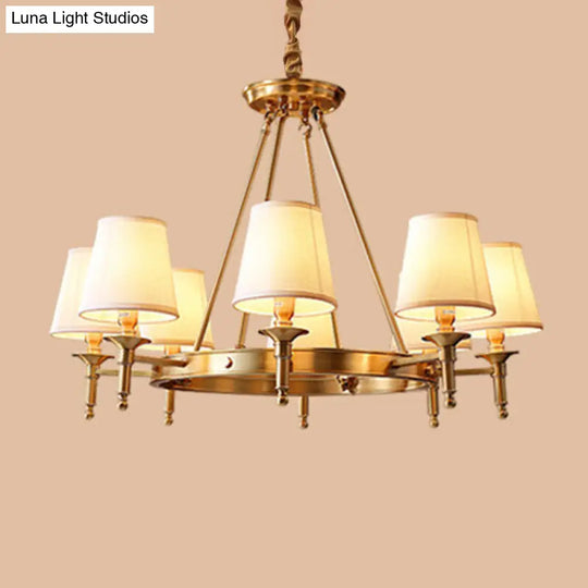 Gold Fabric Suspended Ceiling Chandelier: Minimalist Bedroom Lighting 8 /