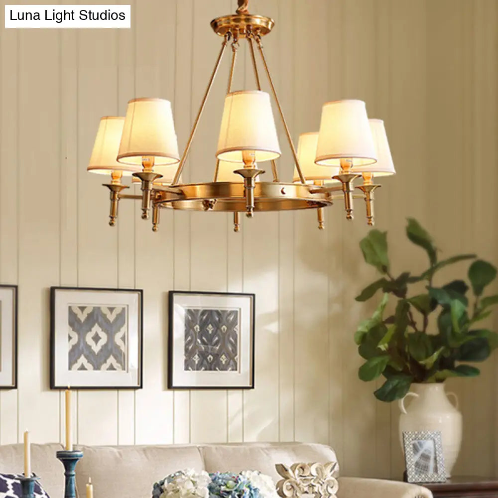 Gold Fabric Suspended Ceiling Chandelier: Minimalist Bedroom Lighting