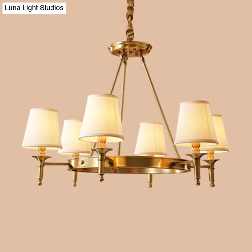 Gold Fabric Suspended Ceiling Chandelier: Minimalist Bedroom Lighting 6 /