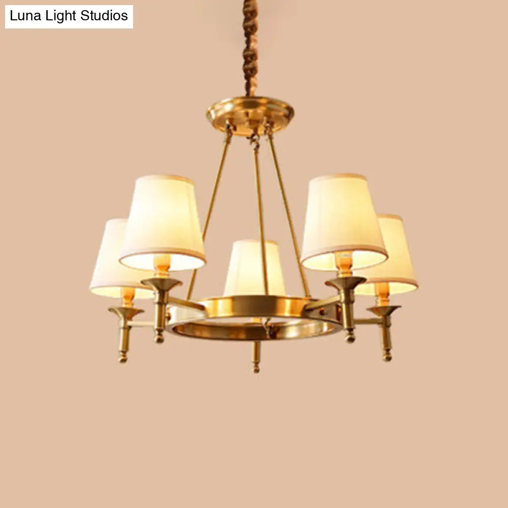 Gold Fabric Suspended Ceiling Chandelier: Minimalist Bedroom Lighting 5 /