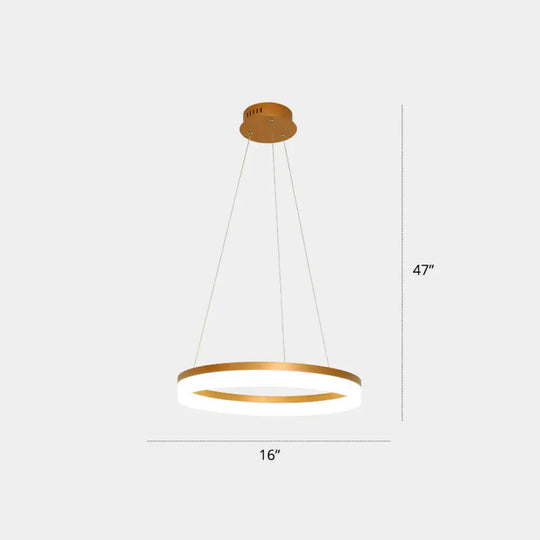 Gold Finish Acrylic Loop Led Ceiling Chandelier - Elegant Hanging Light For Dining Room 1 / Remote