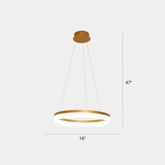 Gold Finish Acrylic Loop Led Ceiling Chandelier - Elegant Hanging Light For Dining Room 1 / White