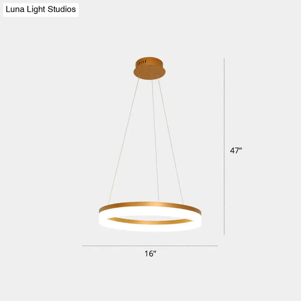 Gold Finish Acrylic Loop Led Ceiling Chandelier - Elegant Hanging Light For Dining Room 1 / Remote