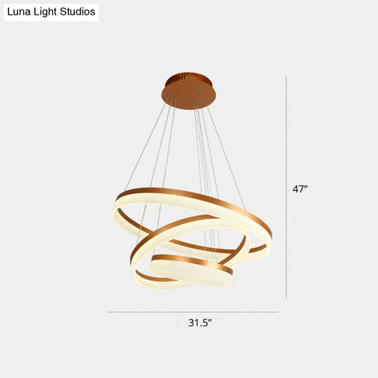 Gold Finish Led Acrylic Loop Ceiling Chandelier - Simple Style & Hanging Light For Dining Room 3 /