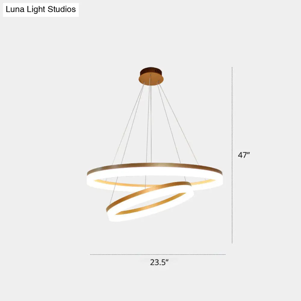 Gold Finish Led Acrylic Loop Ceiling Chandelier - Simple Style & Hanging Light For Dining Room 2 /