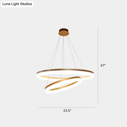 Gold Finish Led Acrylic Loop Ceiling Chandelier - Simple Style & Hanging Light For Dining Room 2 /