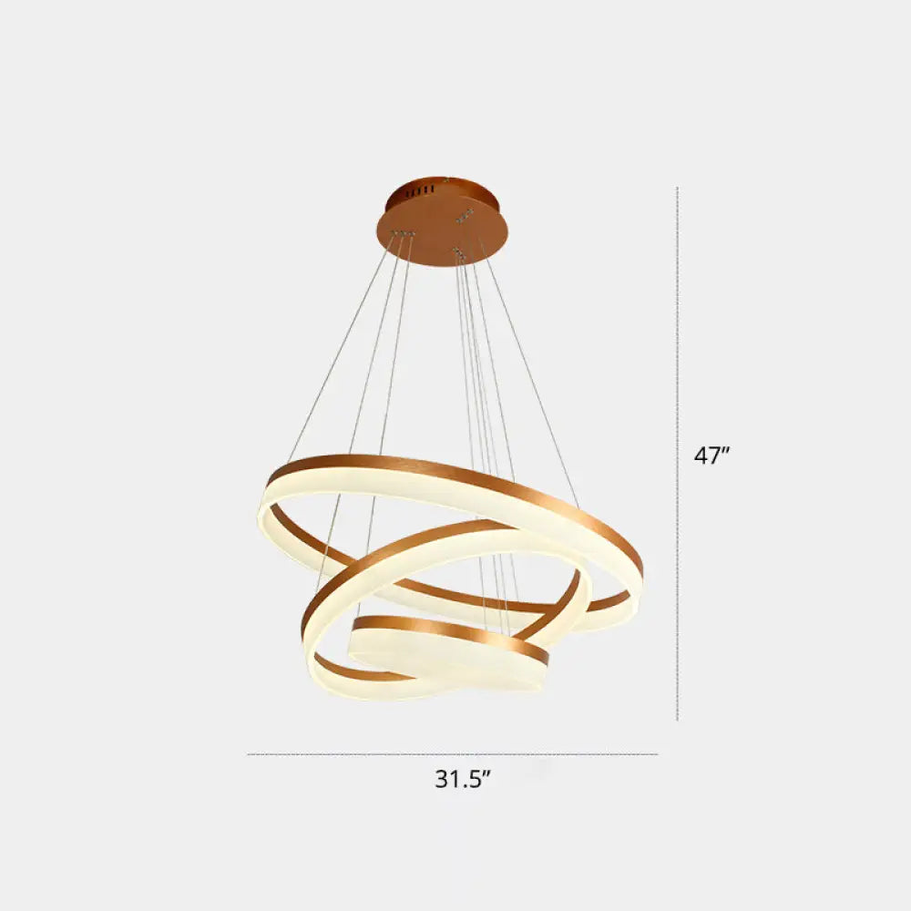 Gold Finish Acrylic Loop Led Ceiling Chandelier - Elegant Hanging Light For Dining Room 3 / Remote