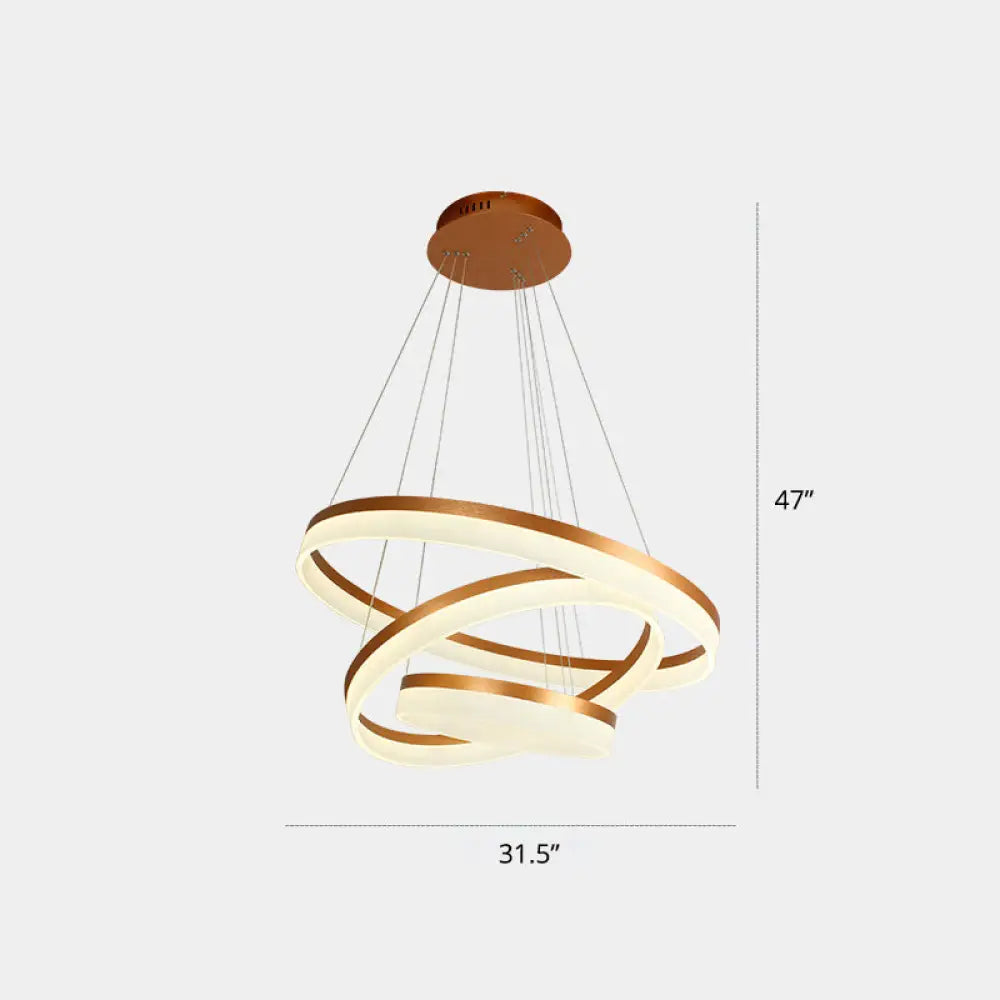 Gold Finish Acrylic Loop Led Ceiling Chandelier - Elegant Hanging Light For Dining Room 3 / White