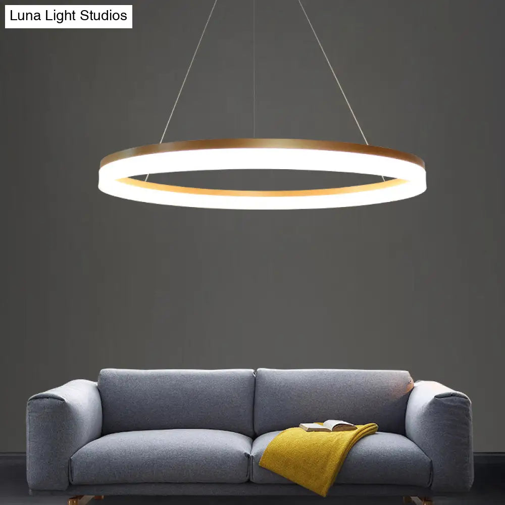 Gold Finish Led Acrylic Loop Ceiling Chandelier - Simple Style & Hanging Light For Dining Room