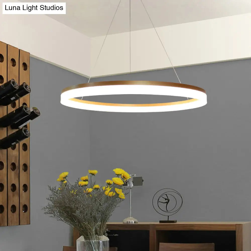 Gold Finish Led Acrylic Loop Ceiling Chandelier - Simple Style & Hanging Light For Dining Room