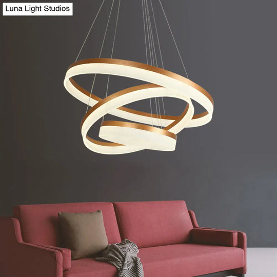 Gold Finish Led Acrylic Loop Ceiling Chandelier - Simple Style & Hanging Light For Dining Room 2 /