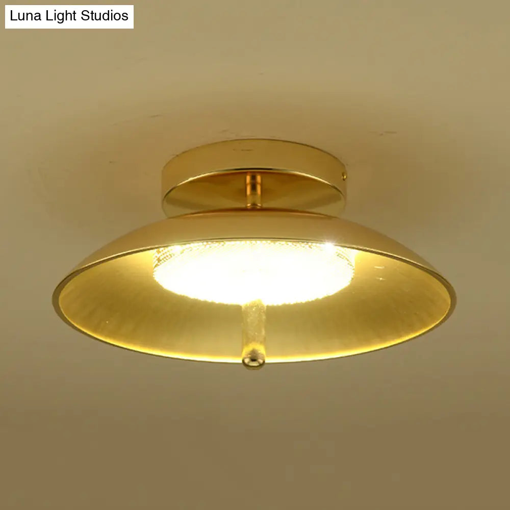 Gold Finish Bowl Flushmount Led Ceiling Light Fixture - Stylish Postmodern Iron Lamp