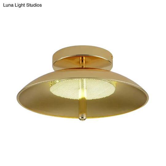 Gold Finish Bowl Flushmount Led Ceiling Light Fixture - Stylish Postmodern Iron Lamp