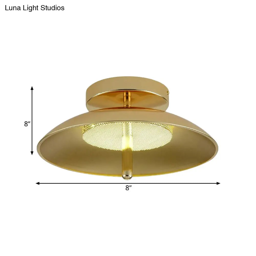 Gold Finish Bowl Flushmount Led Ceiling Light Fixture - Stylish Postmodern Iron Lamp